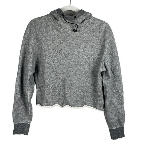 Rag & Bone New York Gray Cropped‎ Raw Edge Pullover Hoodie Size XS - Picture 1 of 9